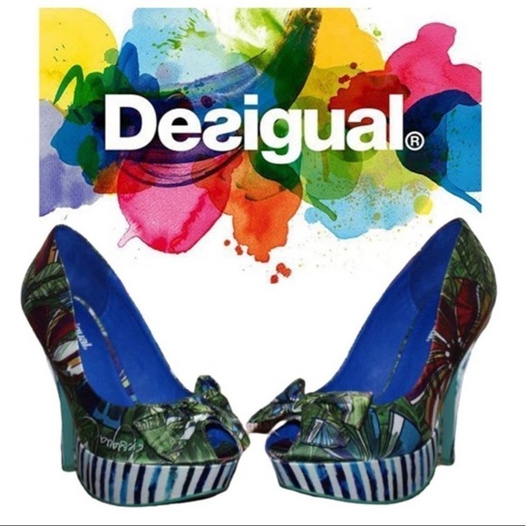 Desigual Geranio Peep Toe Platform  #024-13 - Picture 2 of 8